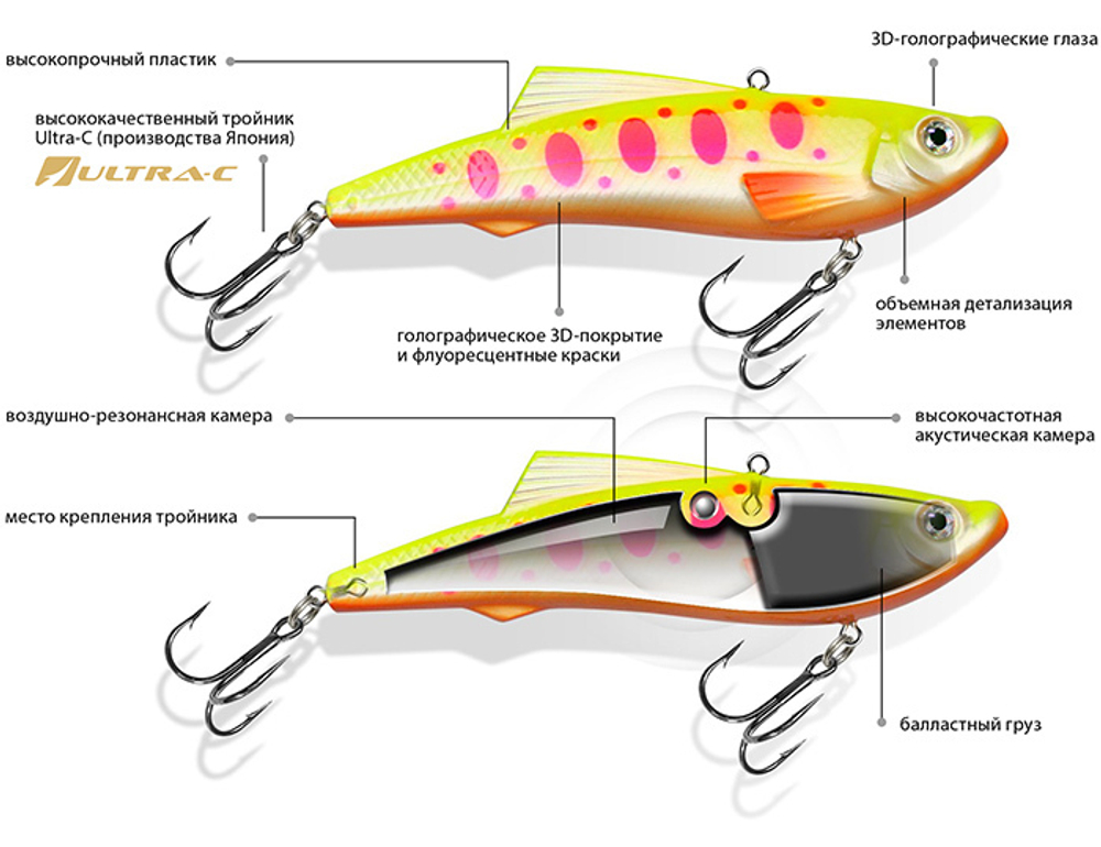 Воблер Виб РОПС VIB 98mm, вес - 26,0g,