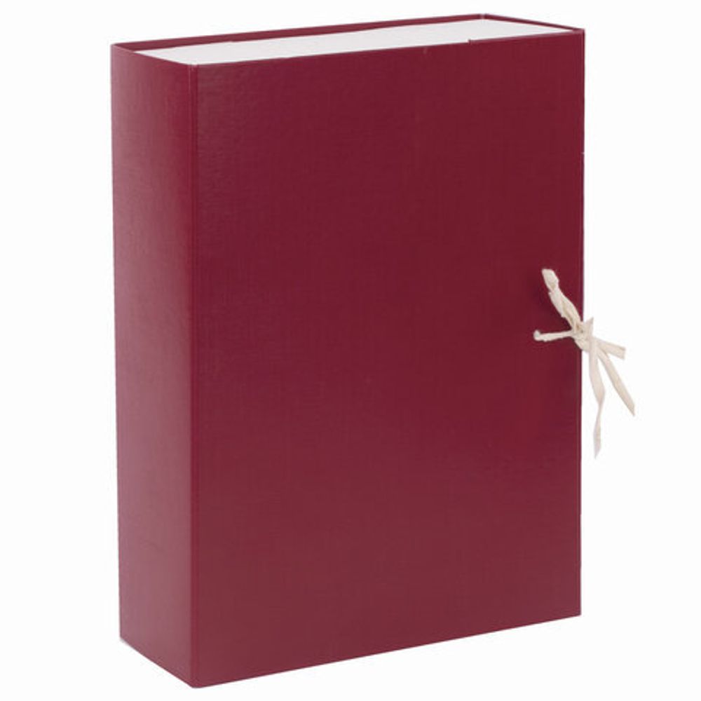 Короб архивный А4 (240х330 мм), 100 мм, 2 завязки, бумвинил, до 900 листов, бордовый, BRAUBERG, 122805
