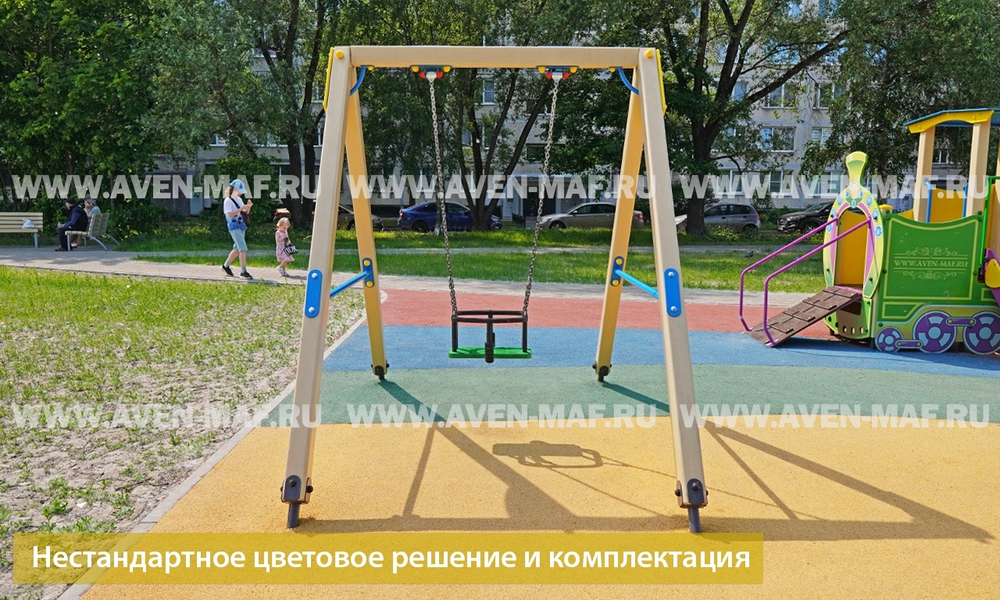 Качели маятниковые деревянные К-2/1 д с цепным подвесом Тип-2