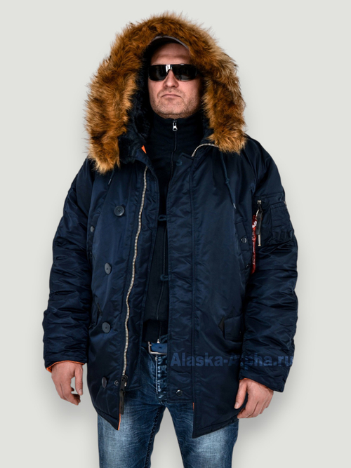 Куртка Аляска Alpha Slim Fit N-3B (т. синяя - r.blue/orange)