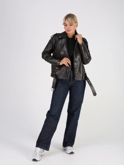 Кожаная куртка демисезонная косуха оверсайз