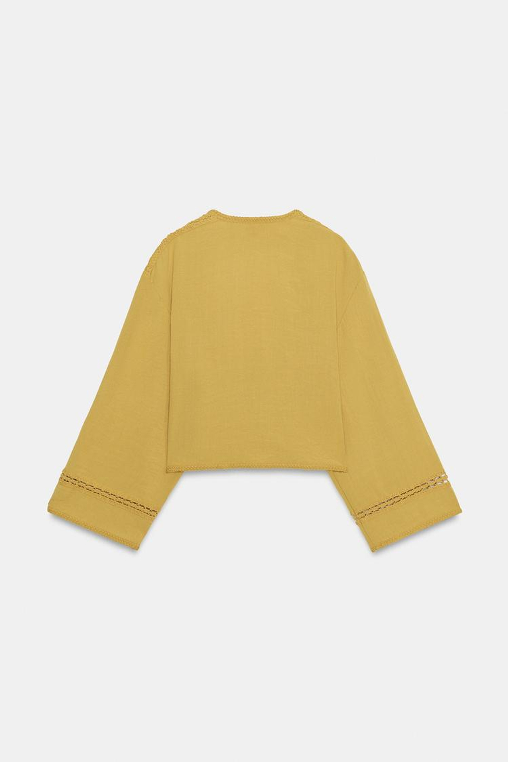 ZARA ДВУБОРТНАЯ КУРТКА С АЖУРНОЙ ВСТАВКОЙ, ГОРЧИЧНЫЙ