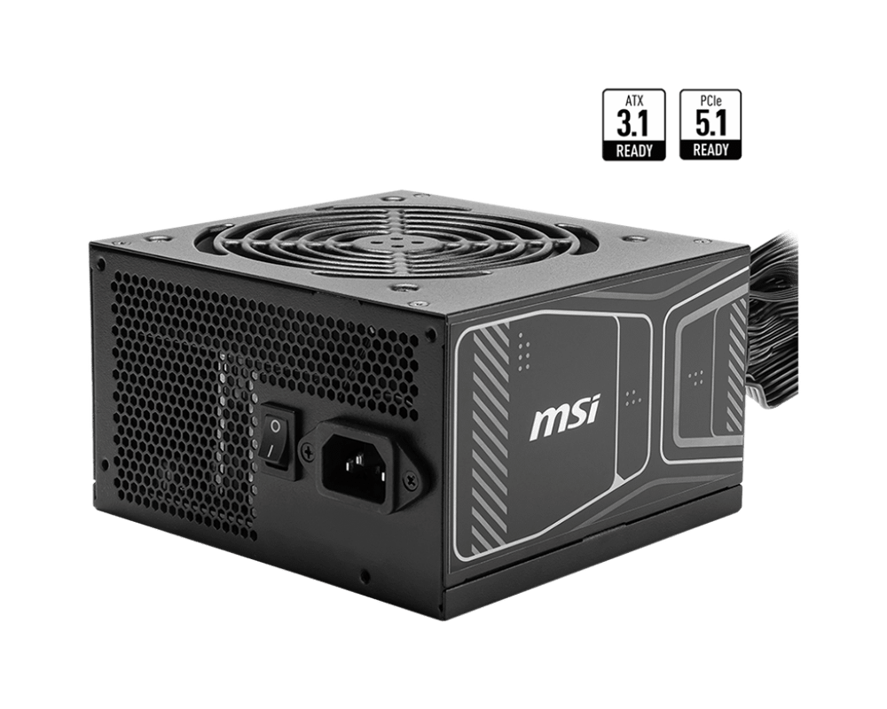 Блок питания MSI  750W, MAG A750GN PCIE5, Non Modular, ATX, 80+ GOLD, КПД >90%, Fan 120mm, Черный