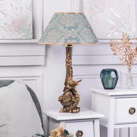 Настольная лампа Терра Бронза с абажуром №38 Vatican (Ватикан) Аквамарин