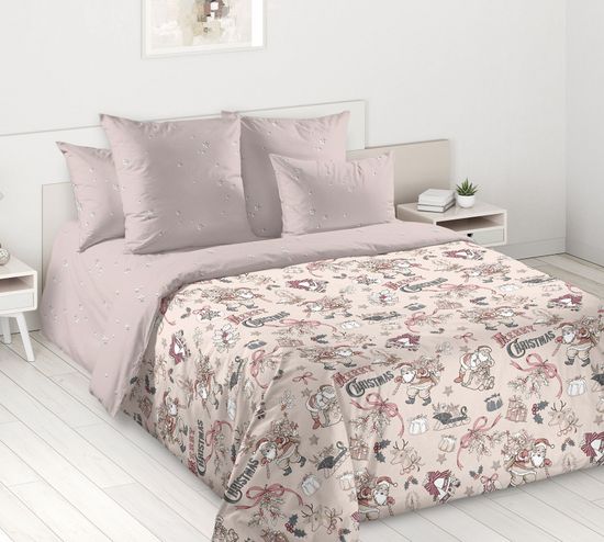 Евро комплект постельного белья Новогодние игрушки поплин