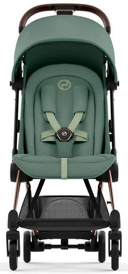 Коляска Cybex Coya Rosegold Frame Cloud G i-Size Lava Grey 2 в 1 Leaf Green с дождевиком и бампером