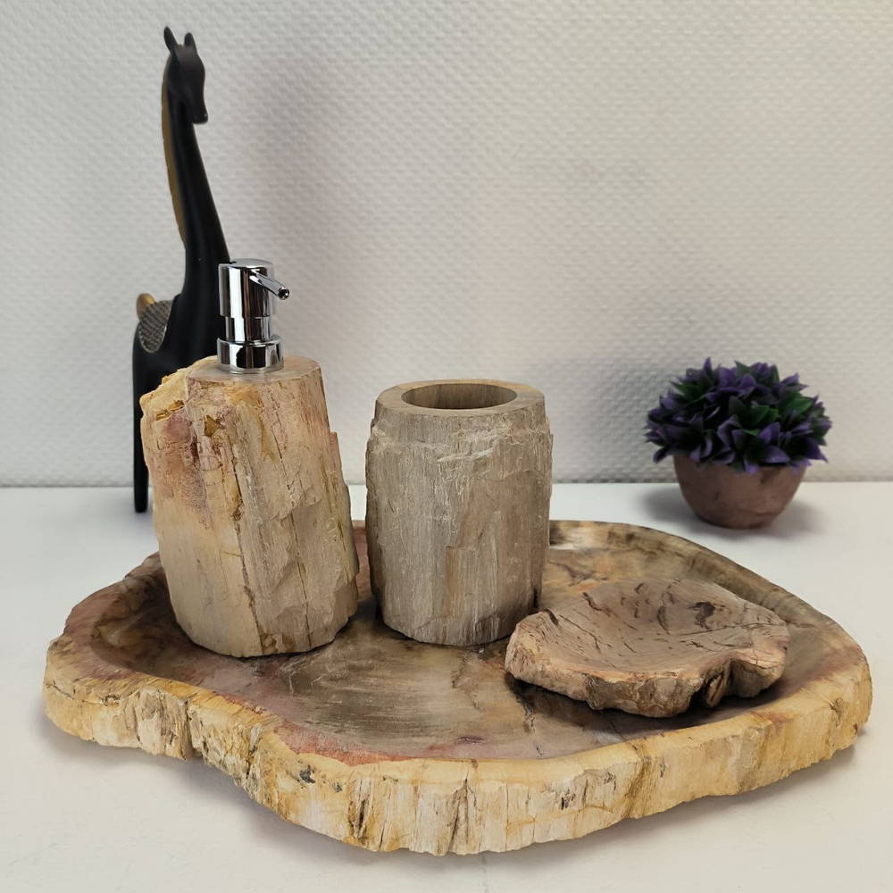 Набор из окаменелого дерева 4 предм Fossil Set NF-63073 поднос 30см*40см