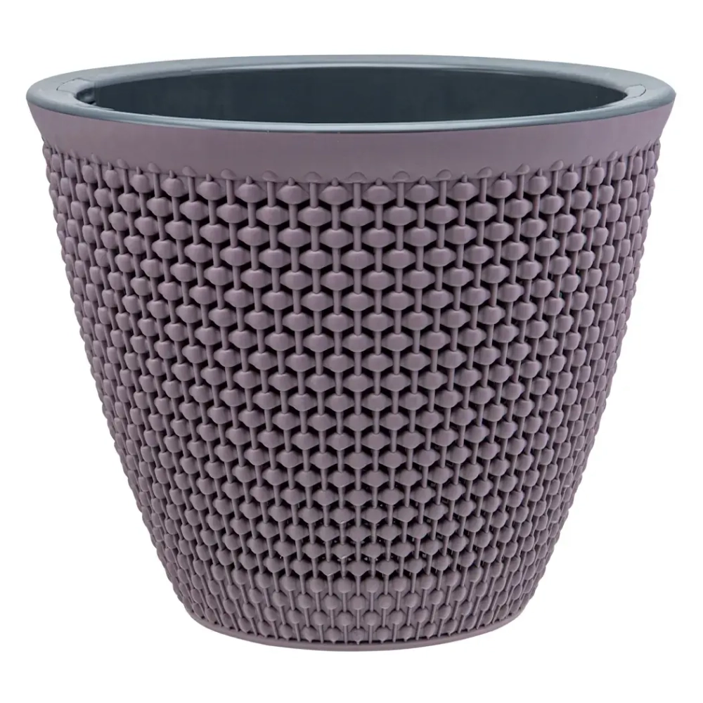 Кашпо для цветов пластиковое 2,25л d-17,5 см «Ротанг» Сливовый