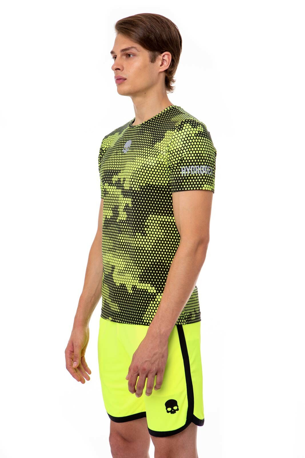 Мужская теннисная футболка Hydrogen Tech Camo Tee Man - camo fluo yellow/black