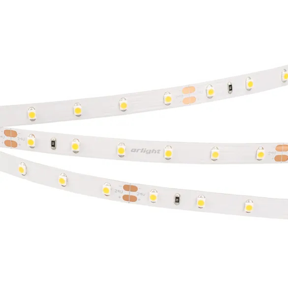 Светодиодная лента RT 2-5000 24V White6000 (3528, 300 LED, LUX) (Arlight, 4.8 Вт/м, IP20) 011504(B)