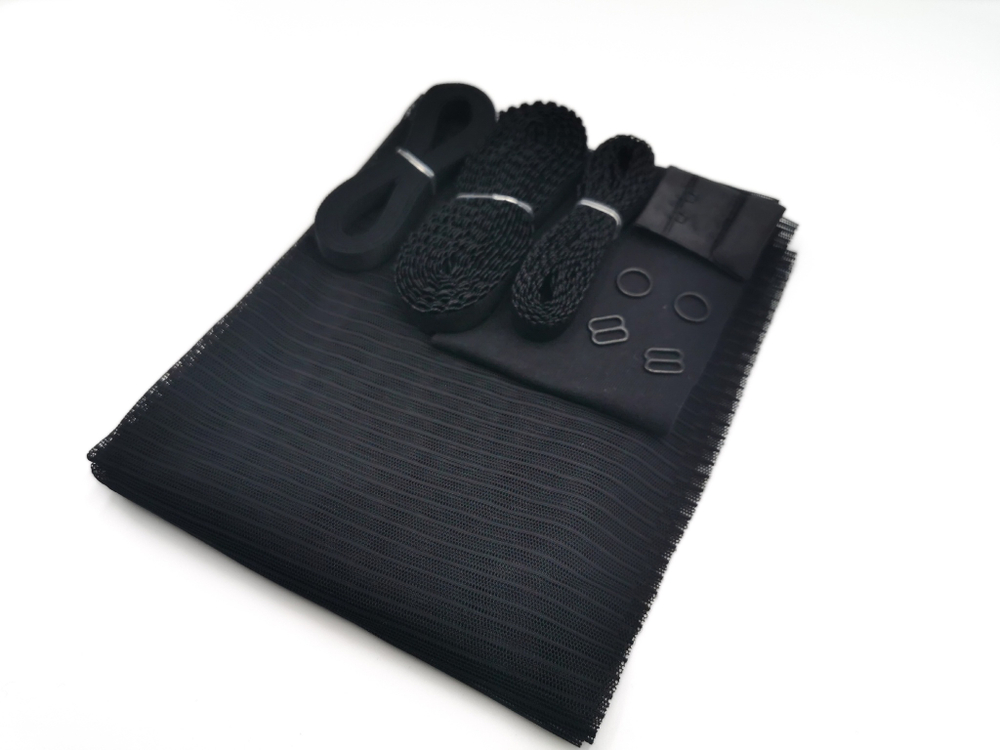 Набор. Бралетт и трусики из эластичной сетки, черный (полоски)