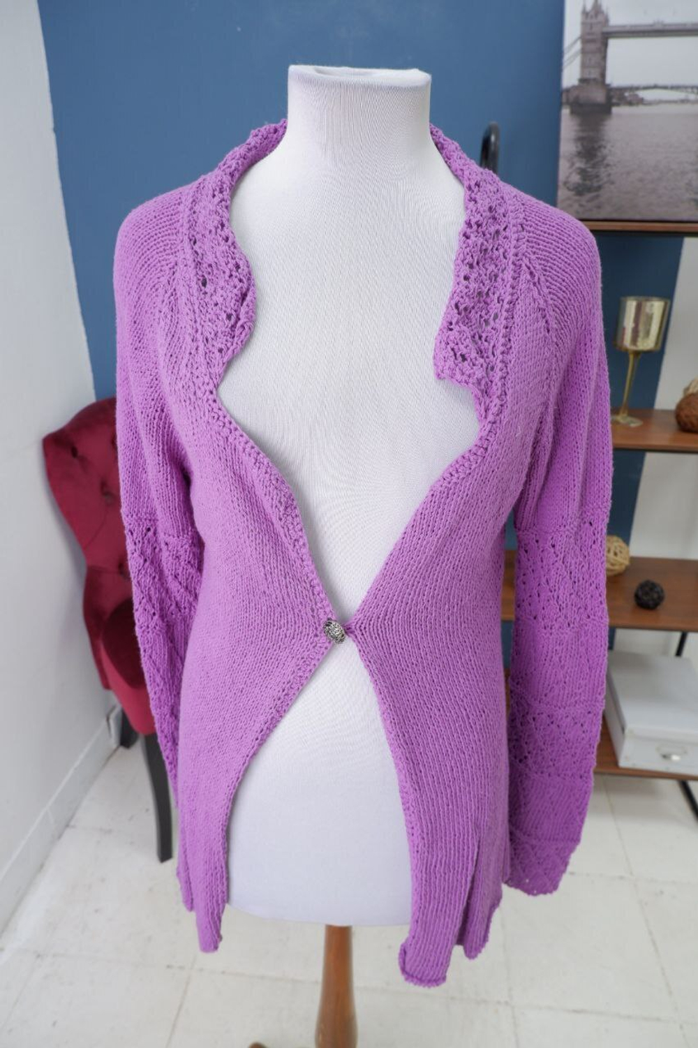 Кардиган сиреневый вязаный 44 размер