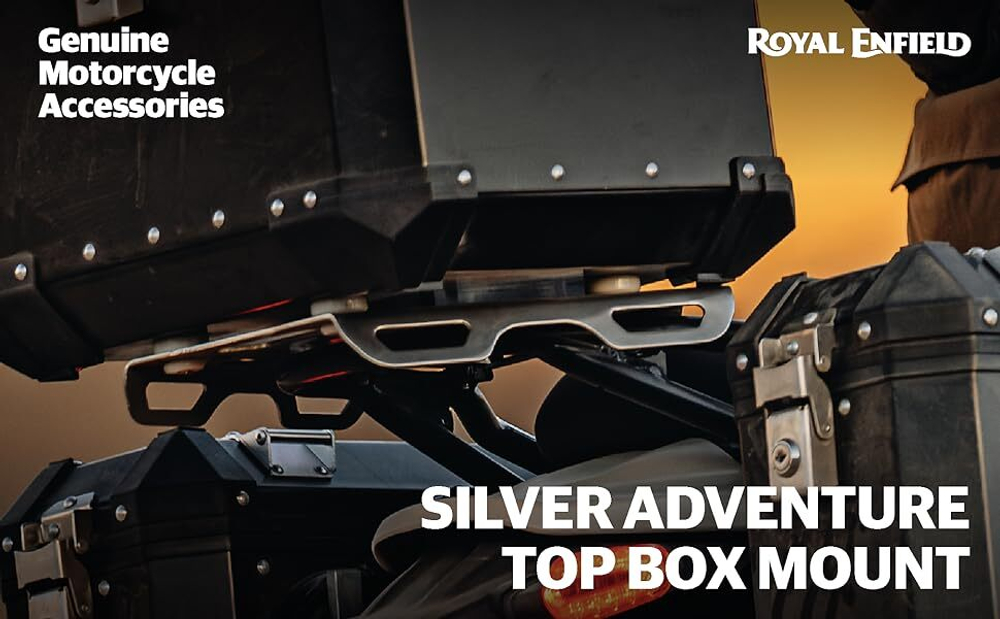 Площадка для центрального кофра Royal Enfield, тип - "Adventure", серебристого цвета, арт. KXA00434