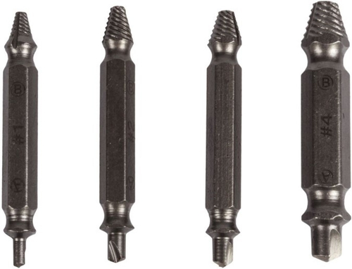 Набор экстракторов (4 предм.) для выкручивания сломанных шурупов (обратной расточки) (Kranz)
