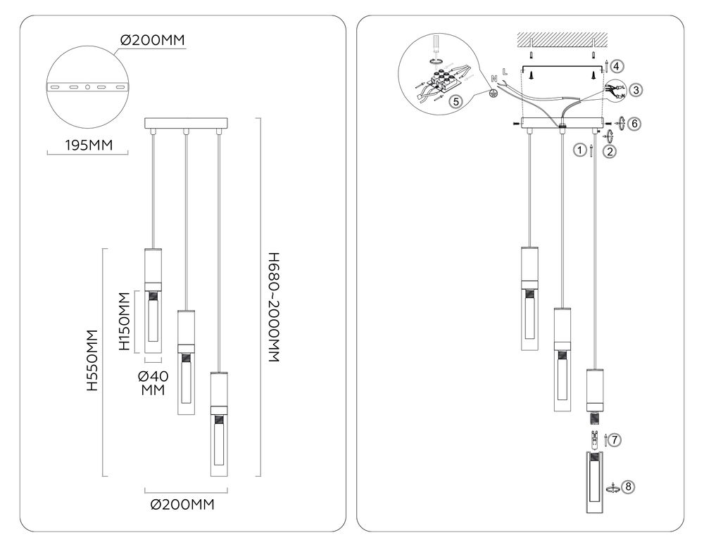 Ambrella Подвесной светильник с мрамором Ceramo Modern LH53351