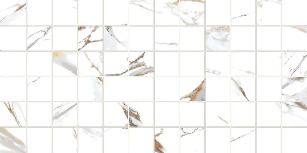 Настенная плитка ALMA Ceramica TWU09DKT014 Dakota 50x24.9 белая глянцевая рельефная под мозаику