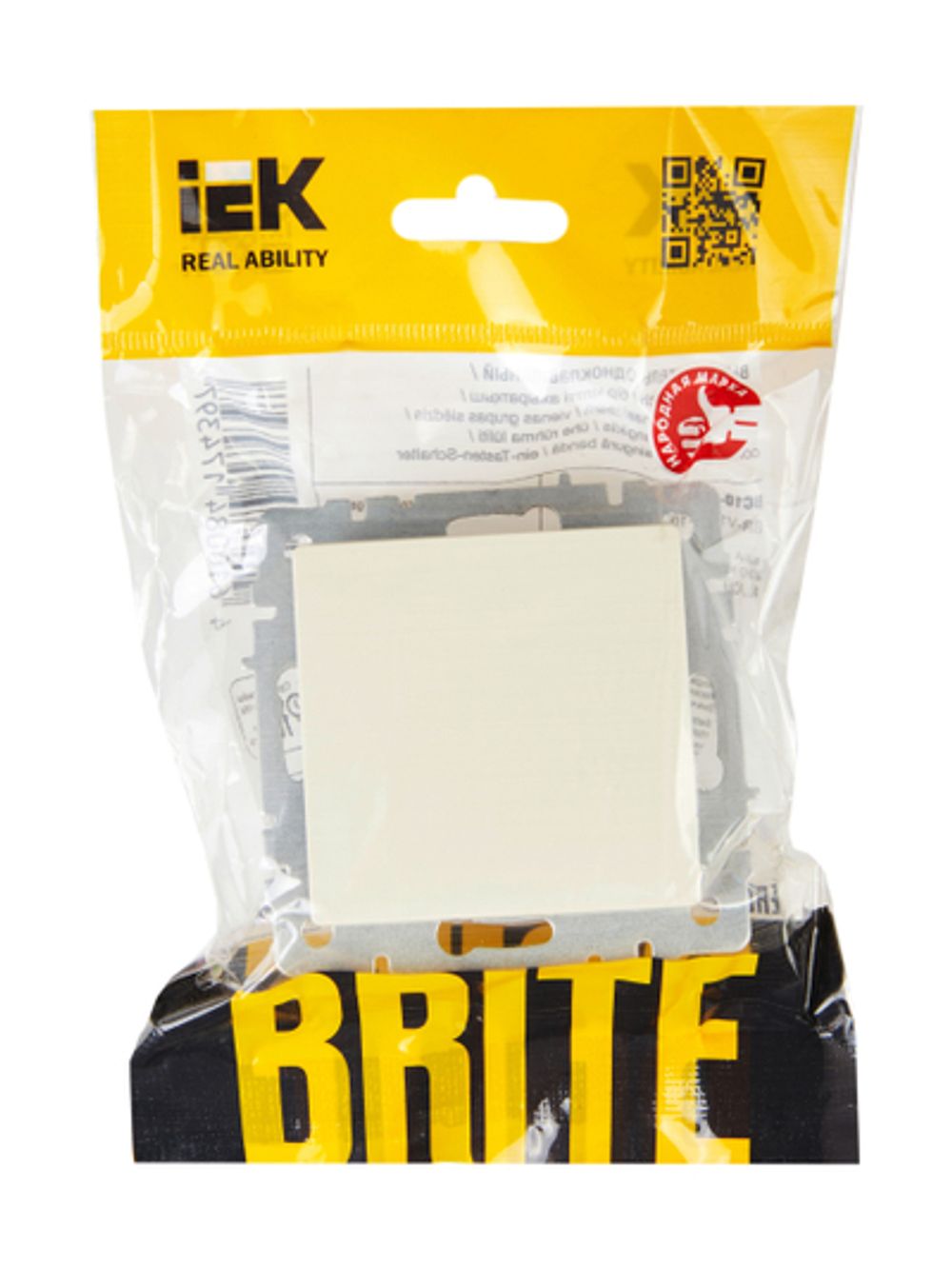 BRITE Выключатель 1-клавишный 10А ВС10-1-0-БрКр бежевый IEK