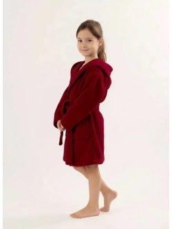Халат детский махровый "Элит" с капюшоном, цвет: 945-Бордовый