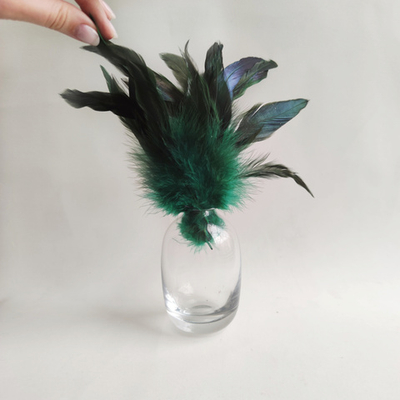 Перья петуха малахит двухцветные 15- 20 см. 20 шт.