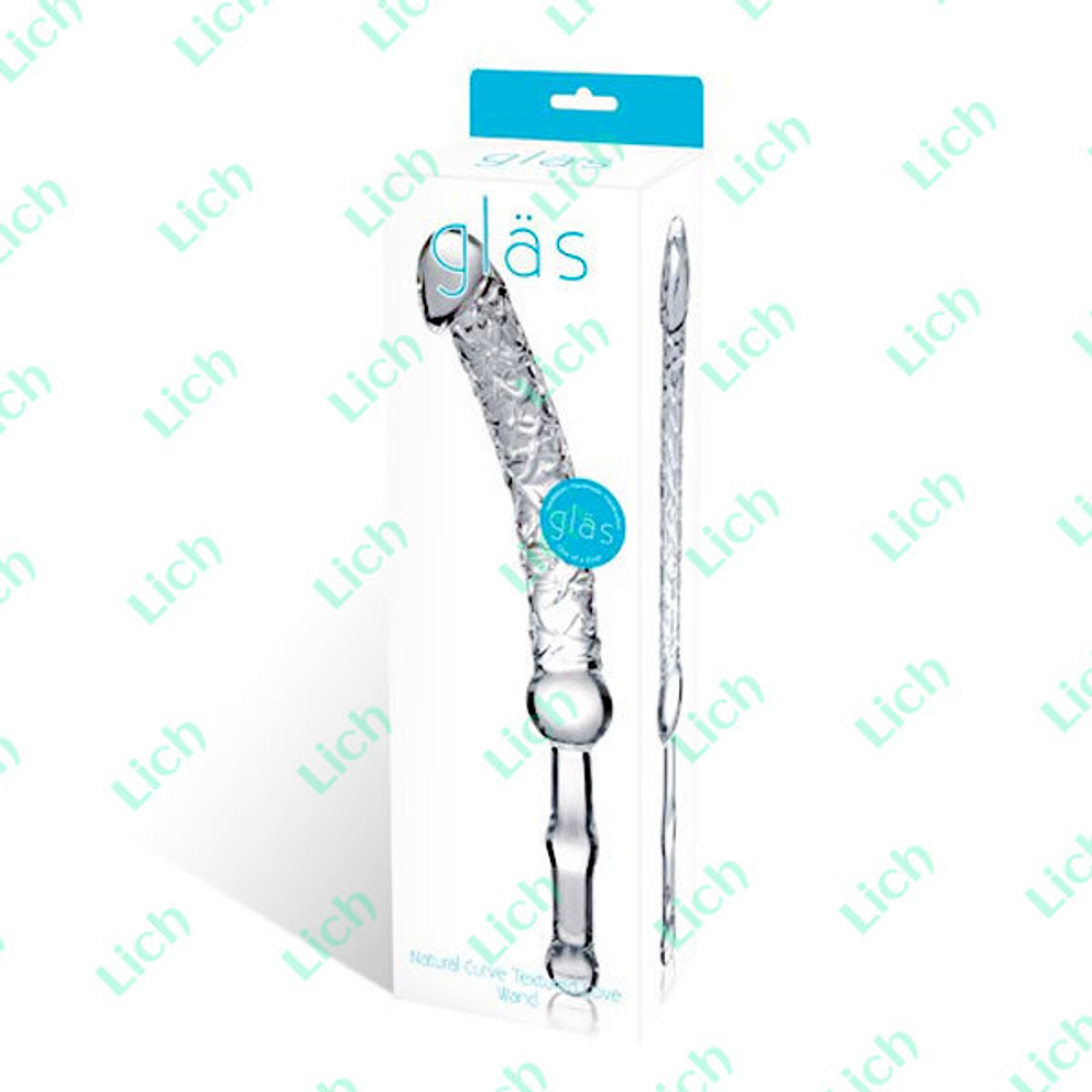 Стеклянный фаллос с длинной ручкой, 22 см
