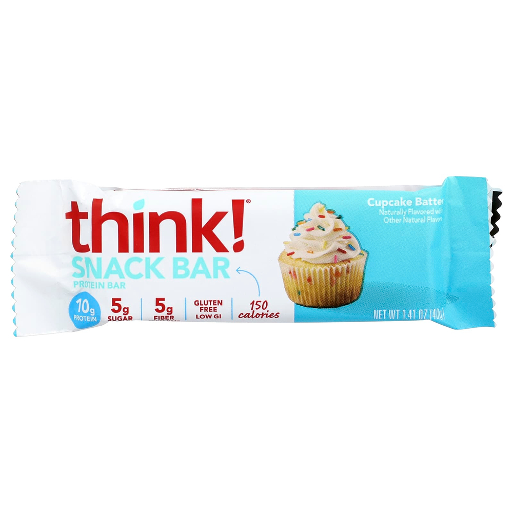 Think !, Snack Protein Bar, тесто для кексов, 10 батончиков, 40 г (1,41 унции) каждый