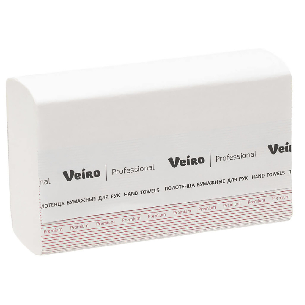 Бумажные полотенца Z-сложения в пачках Veiro Professional Premium белые двухслойные растворимые в воде (21 пачка по 200 л)