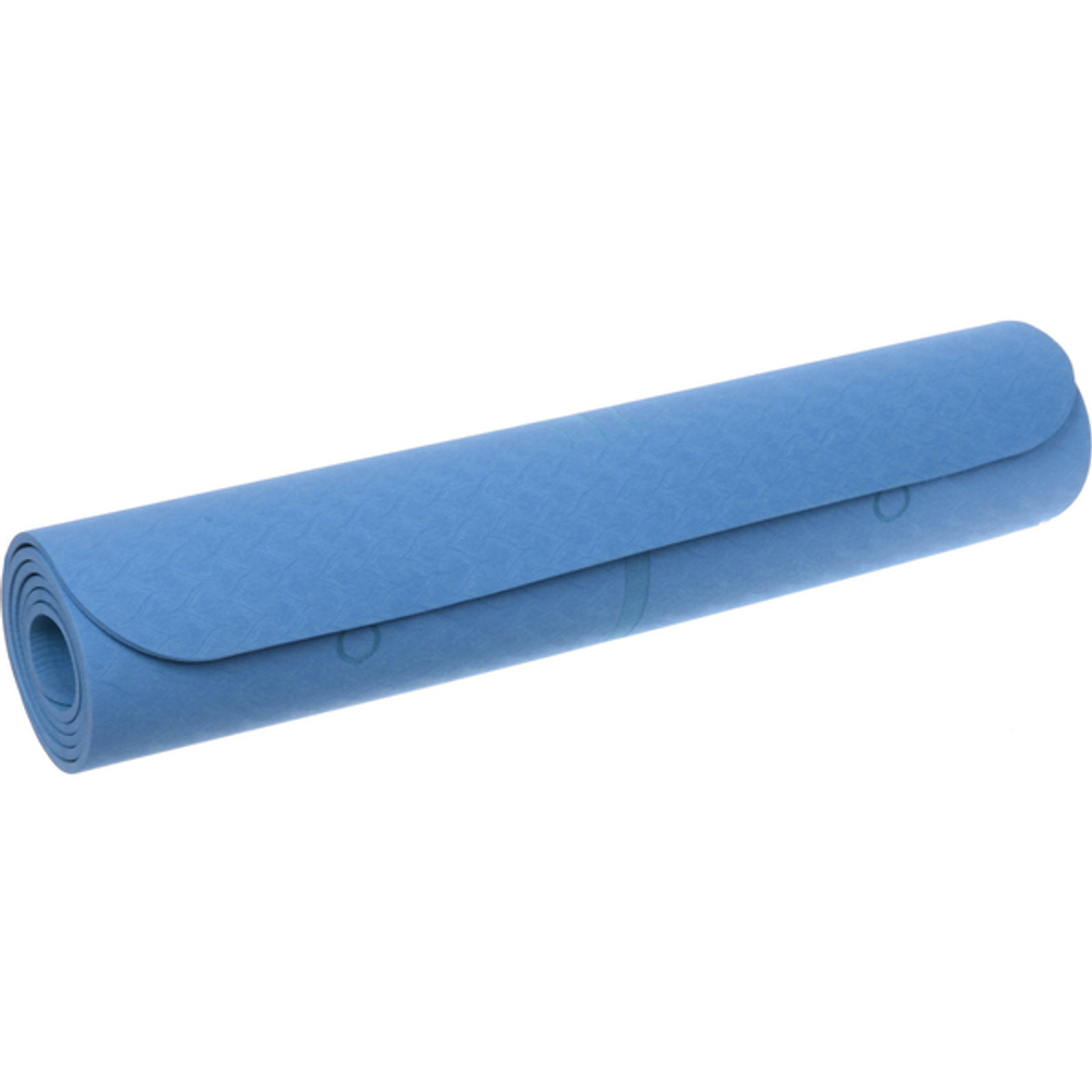 Коврик для йоги 6 мм 183*61 см «Шамбола» с лазерной гравировкой (ТРЕ), синий
