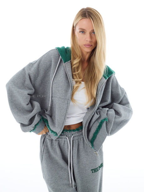 Серо-зеленый спортивный костюм с лого