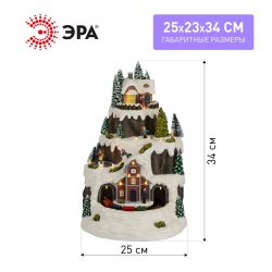 Светодиодная новогодняя фигура ЭРА EFIS-S07 композиция Рождество музыка теплый белый свет 3*АА 25*23*34 см