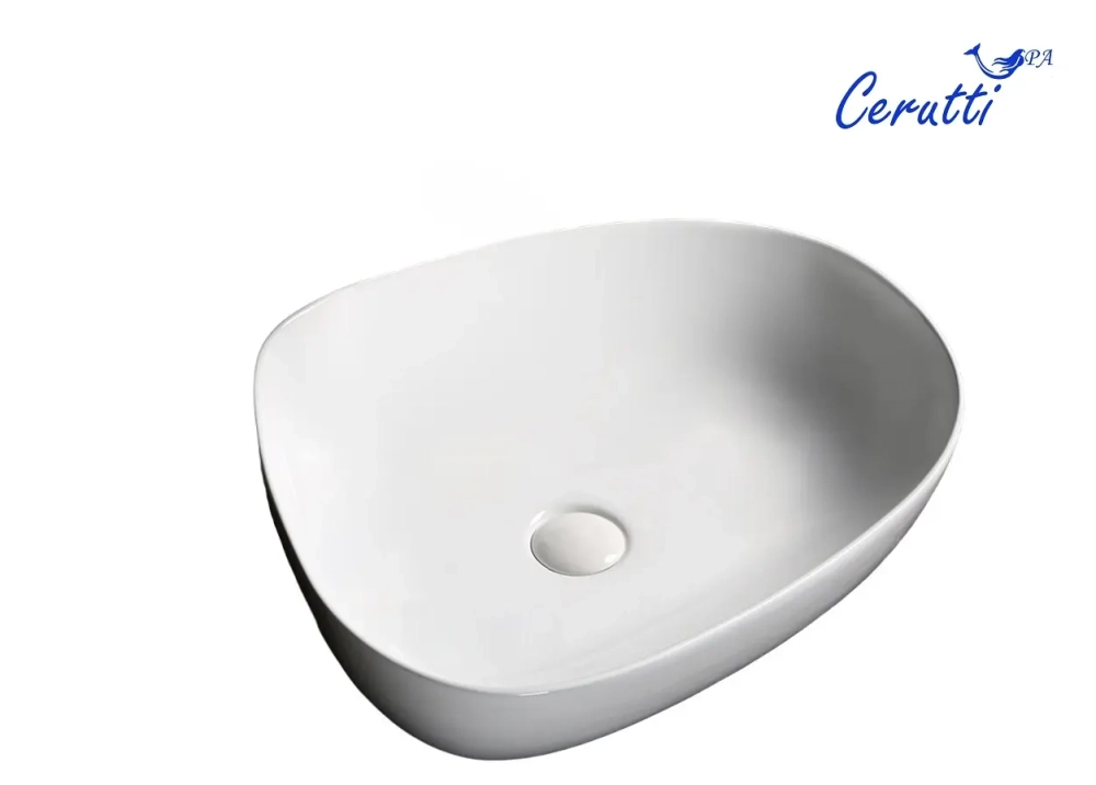 Раковина CR0044C накладная, белая, асимметричная 550х420х140 Ceruttispa
