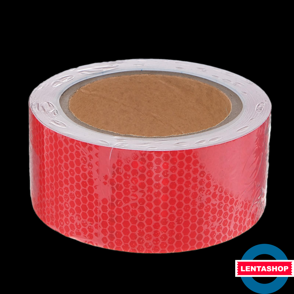 Красная светоотражающая лента 50 мм х 10 м