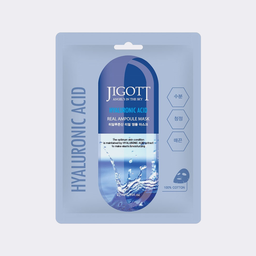 Тканевая маска для лица с гиалуроновой кислотой Jigott Hyaluronic Acid Real Ampoule Mask