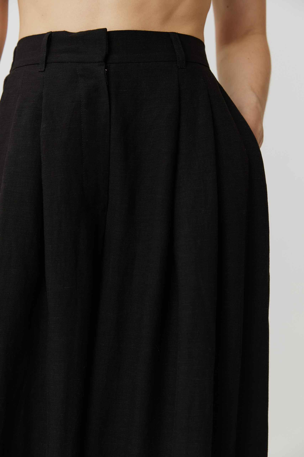 Длинные кюлоты из черного льна