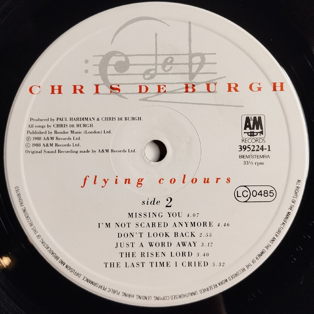 Винтажная виниловая пластинка LP Chris de Burgh Flying Colours (Germany 1988)