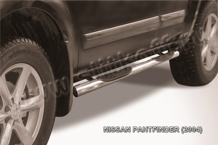 Пороги из нержавейки Nissan Pathfinder R51 (2004-2010) d76 с проступями