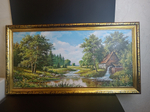 Картина в раме Дом у реки. 76 х 40,5 см