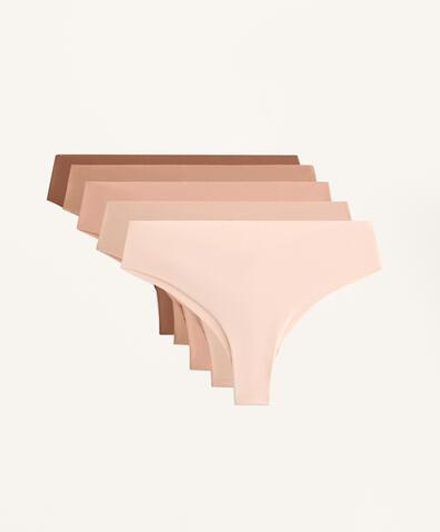 OYSHO Набор из пяти трусиков-бразильяно из полиамидной смеси, бежевый