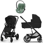 Коляска Cybex Balios S Lux BLK complete Cloud T Leaf Green Plus Base T 4 в 1 Moon Black с дождевиками