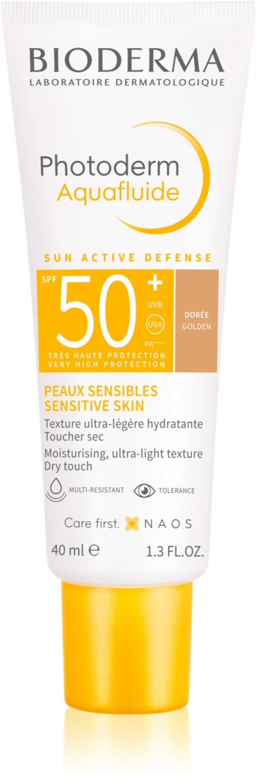 Bioderma Photoderm Aquafluid - защитный тонизирующий флюид для лица SPF 50+ /  Golden 40  ml  / GTIN 3701129804391