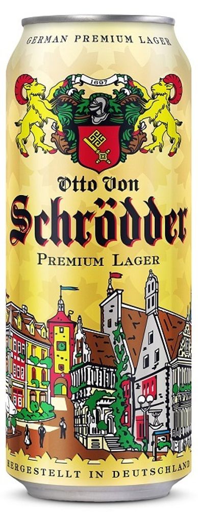 Пиво Отто Фон Шреддер Премиум Лагер / Otto Von Schrodder Premium Lager 0.5 - банка