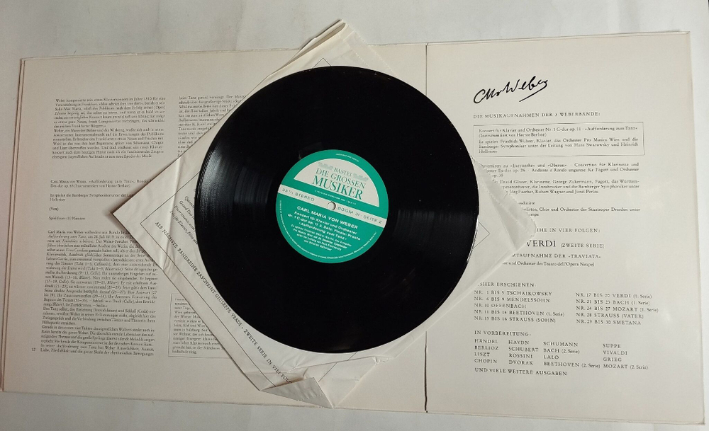Винтажная виниловая пластинка LP Carl Maria Von Weber Вебер In 3 Folgen Band I 10 дюймов (Germany 1968)