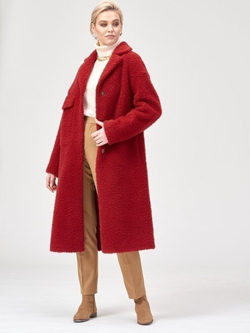 Шуба женская из овечьей шерсти мериноса, красная, SilverFox