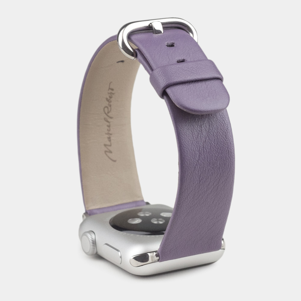 Ремешок для Apple Watch 44/45/46 mm из кожи теленка, фиолетового цвета