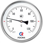Термометр биметаллический тип БТ-51.211 корпус - 100 мм, G1/2" (сзади), Росма