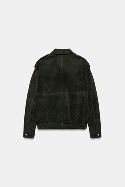 ZARA КУРТКА ИЗ 100% НАТУРАЛЬНОЙ ЗАМШИ, ХАКИ