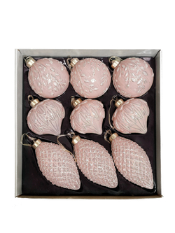 Набор елочных игрушек 8см 9шт ChristmasDeLuxe шампань