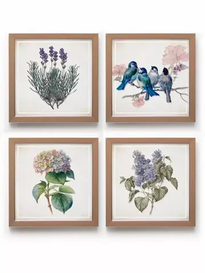 Картины на стену интерьерная на холсте 4 шт, 23*23 см