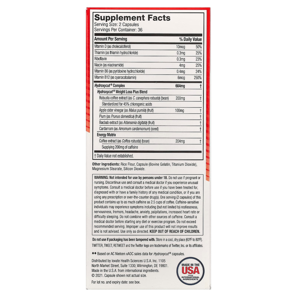 Hydroxycut, Weight Loss Original, добавка для снижения веса, 72 капсулы с быстрым высвобождением