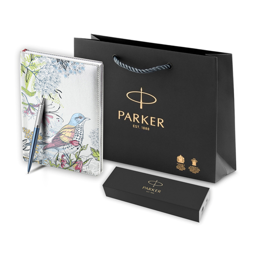 Подарочный набор: Шариковая ручка Parker Jotter + ежедневник, серебристый