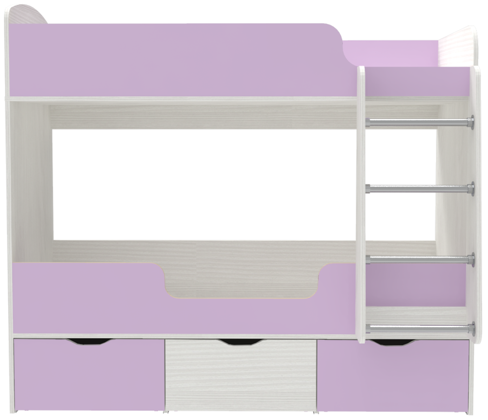 Кровать двухъярусная КарИВи Малыш Двойняшка Белое Дерево Ирис